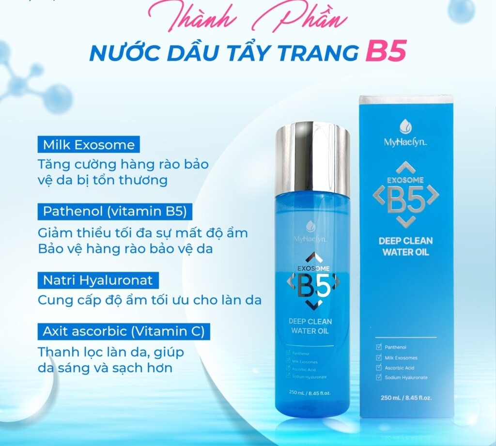 NƯỚC TẨY TRANG EXOSOME B5 CLEANSING WATER OIL 250ML (MYHAELYN EXOSOME B5 DEEP CLEAN WATER OIL-8809976990610)