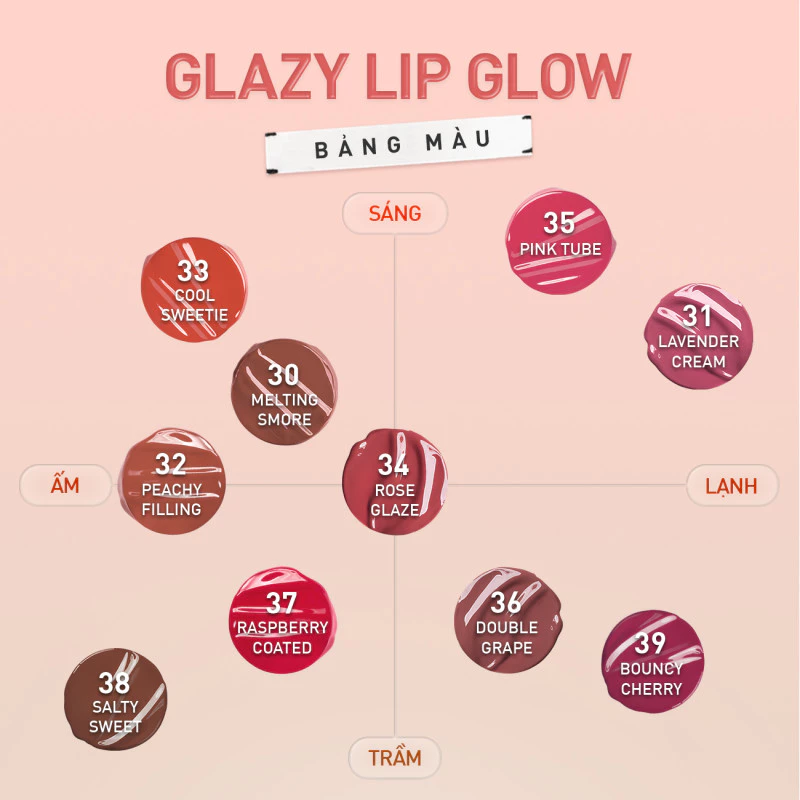 Son Dưỡng 3CE Glazy Lip Glow #33 Cold Sweetie