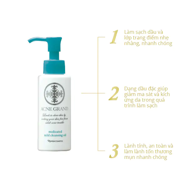 Dầu rửa mặt cho da nhiều dầu và da mụn - NARIS ACNE GRAND MEDICATED MILD CLEANSING OIL