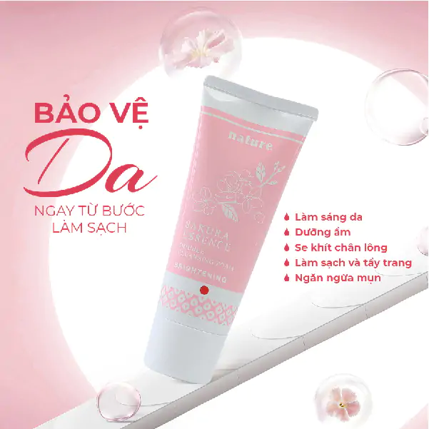 Sữa rửa mặt làm sáng da - NATURE SAKURA ESSENCE DOUBLE CLEANSING FOAM