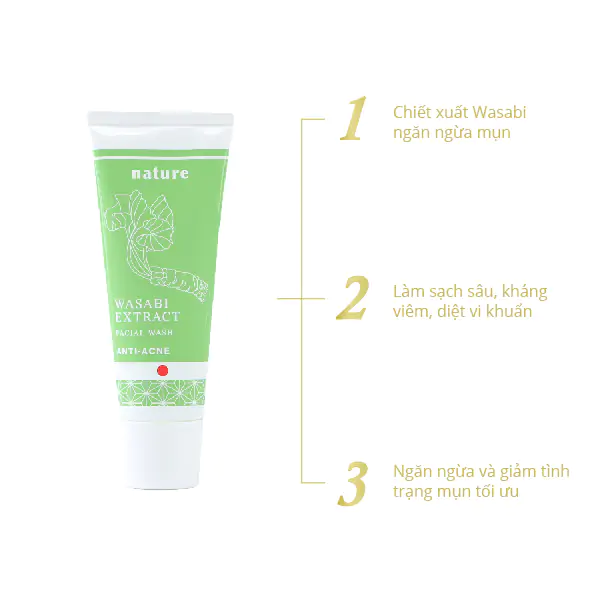 Sữa rửa mặt ngừa mụn - NATURE WASABI EXTRACT FACIAL WASH