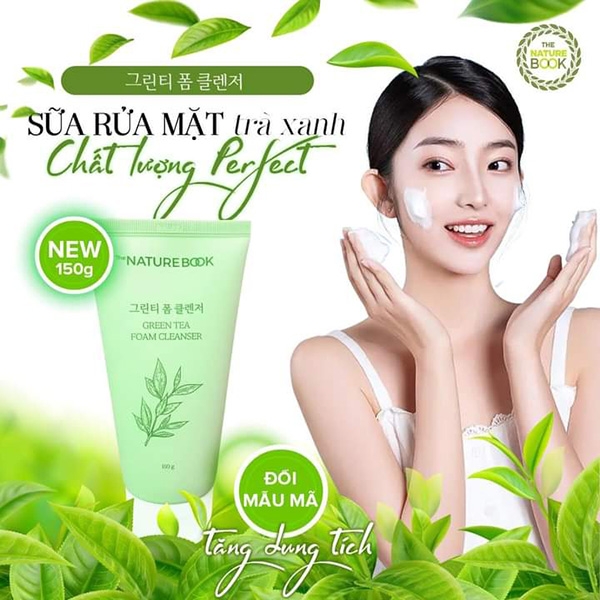 Sữa rửa mặt làm sạch bụi bẩn, bã nhờn và mụn đầu đen trên da, dưỡng ẩm cho da(THE NATURE BOOK GREEN TEA FOAM CLEANSER)150g