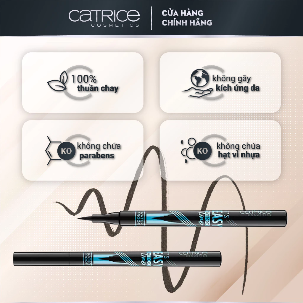 Dạ kẻ mắt Catrice Brush Ink Tattoo Liner Waterproof 010 Black Waterproof - Shanghai Beukay Cosmetics