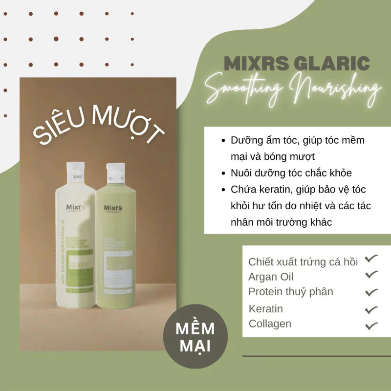 GLARIC SMOOTHING NOURISHING SHAMPOO 800ML ( Gội Xanh lá 800ml) -5061014614497