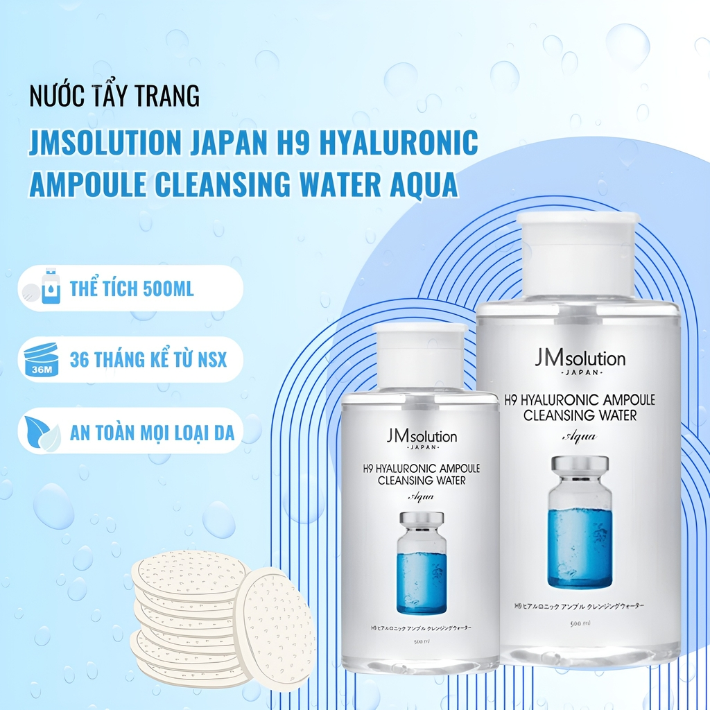 Nước tẩy trang JMSOLUTION JP H9 AMPOULE WATER AQUA 500ml
