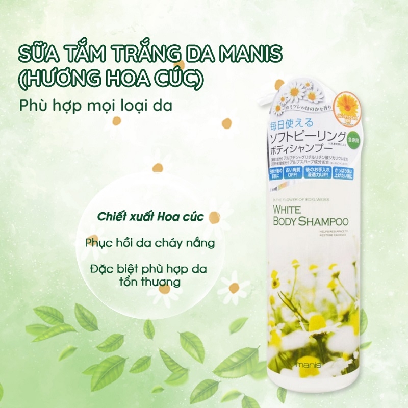 Sữa tắm trắng da MANIS hương hoa cúc 450ml - 4560350110447