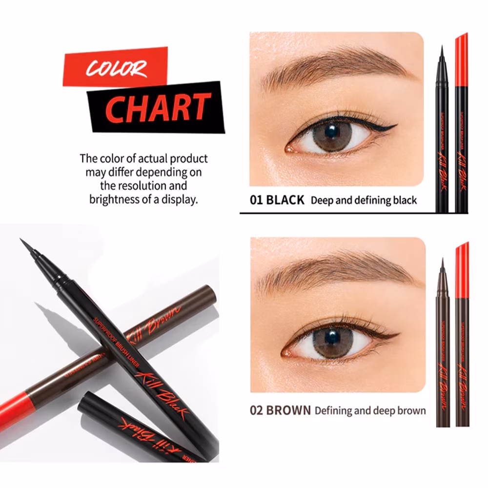 Bút kẻ mắt nước chống trôi CLIO SUPERPROOF BRUSH LINER KILL BLACK 01 BLACK