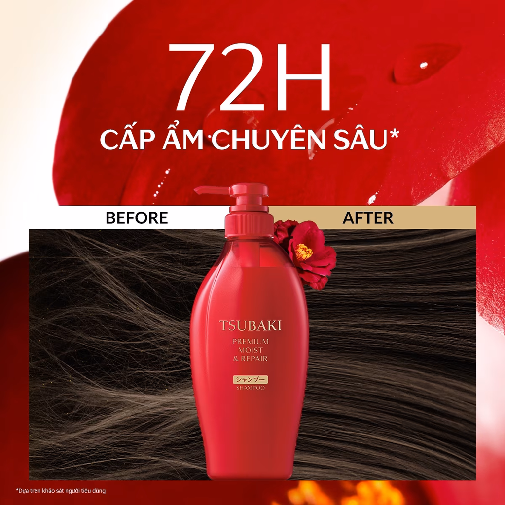 TSUBAKI DẦU GỘI PHỤC HỒI & BÓNG MƯỢT 450ML (TSUBAKI PREMIUM MOIST & REPAIR SHAMPOO 450ML)