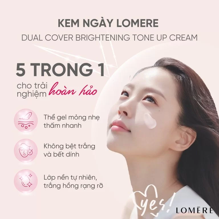Kem dưỡng nâng tông LOMERE Dual Cover Brightening Tone up Cream - 50ml
