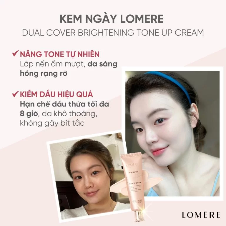 Kem dưỡng nâng tông LOMERE Dual Cover Brightening Tone up Cream - 50ml