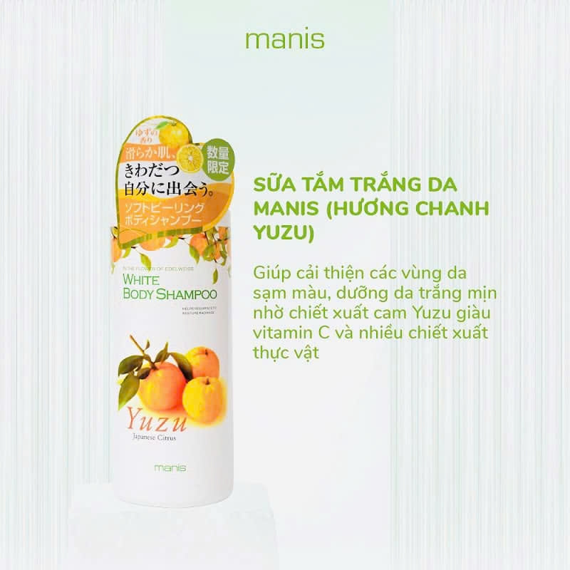 Sữa tắm trắng da MANIS hương yuzu 450ml - 4560350111109