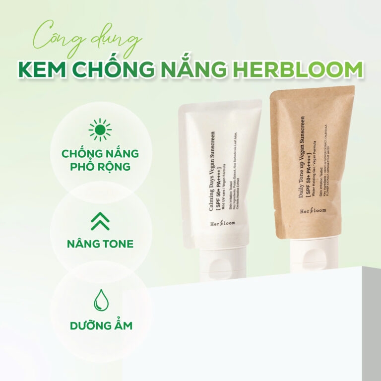 Kem chống nắng bật tone Daily toneup vegan sunscreen, Thương hiệu: Herbloom 50ml/tuýp