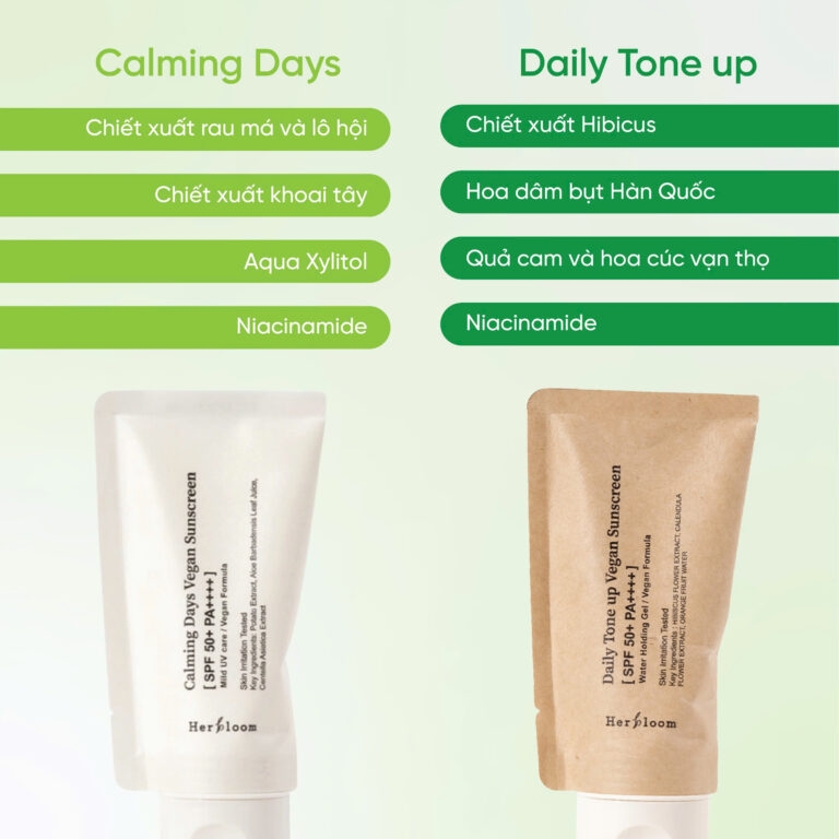 Kem chống nắng bật tone Daily toneup vegan sunscreen, Thương hiệu: Herbloom 50ml/tuýp