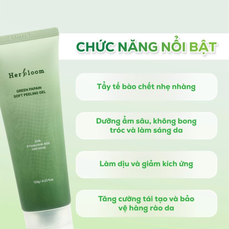 Tẩy da chết Herbloom green papain soft peeling gel Thương hiệu: Herbloom 120ml/tuýp