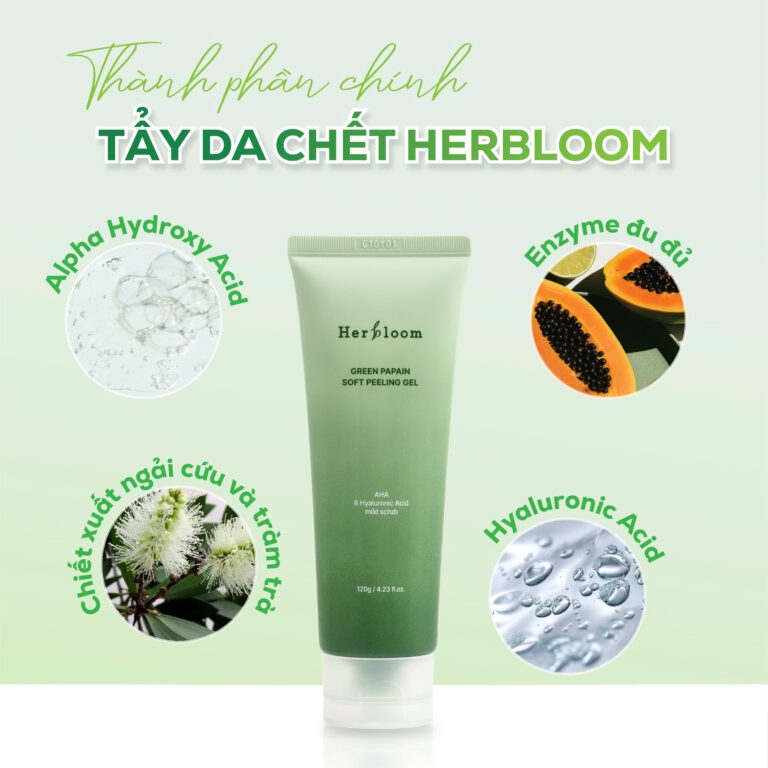Tẩy da chết Herbloom green papain soft peeling gel Thương hiệu: Herbloom 120ml/tuýp