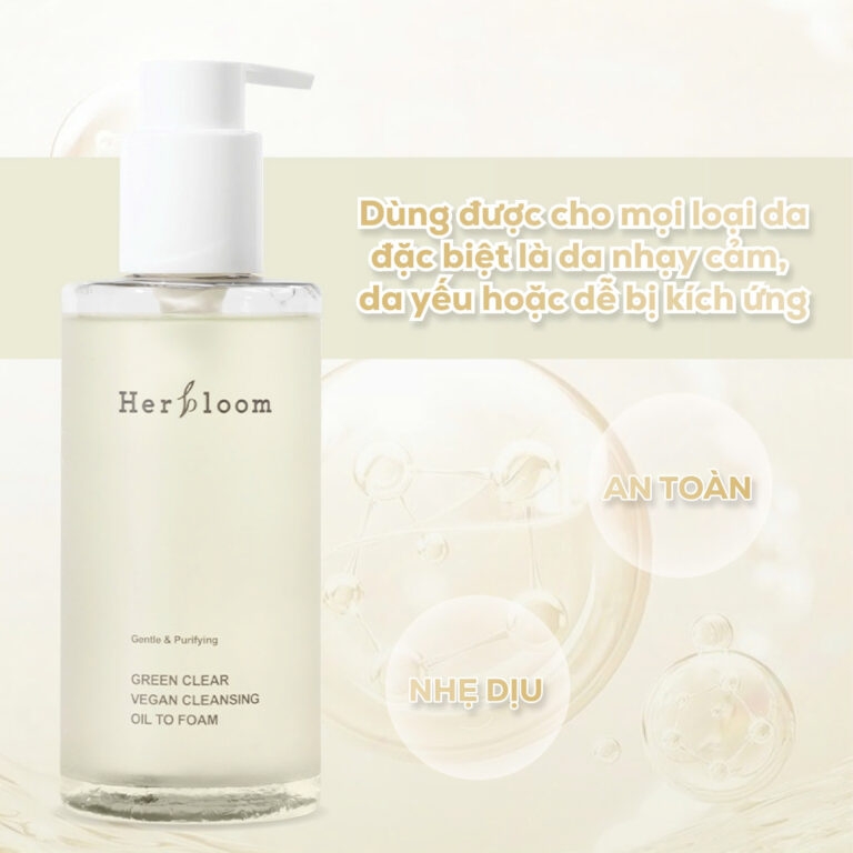 Kombucha clear vegan cleasing oil to foam sữa rửa mặt và dầu tẩy trang 2 trong 1 Thương hiệu: Herbloom 200ml/chai