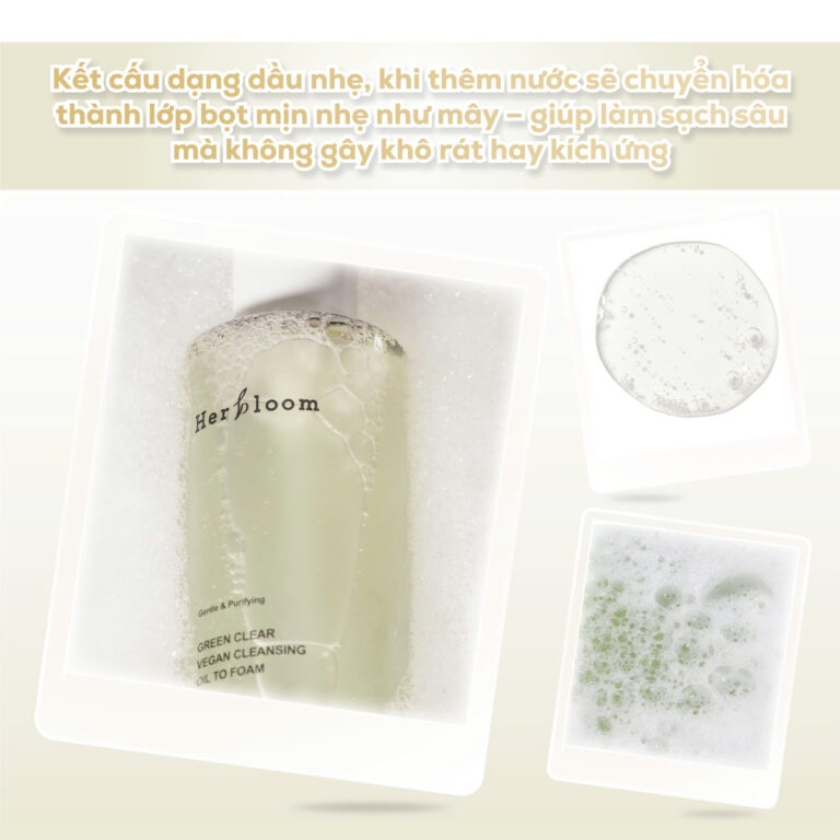 Kombucha clear vegan cleasing oil to foam sữa rửa mặt và dầu tẩy trang 2 trong 1 Thương hiệu: Herbloom 200ml/chai