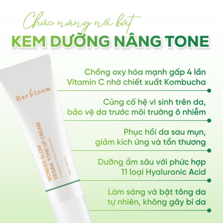 Kem dưỡng trắng bật tông Herbloom thuần chay cho mọi loại da gel Thương hiệu: Herbloom 50ml/tuýp