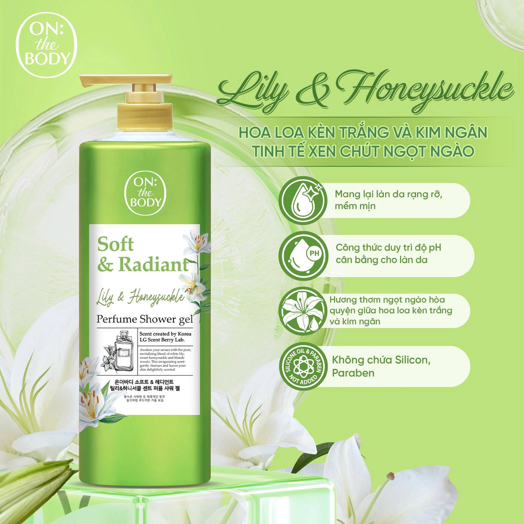 Sữa tắm ON THE BODY Soft Lily Honey Perfume 1kg