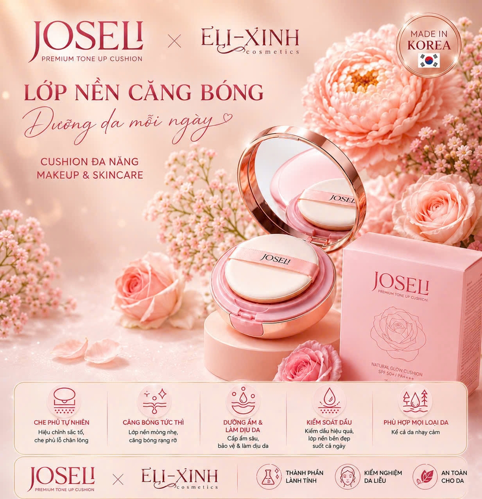 Phấn nước trang điểm JOSELI WHITE PINK CUSHION, 15G/hộp