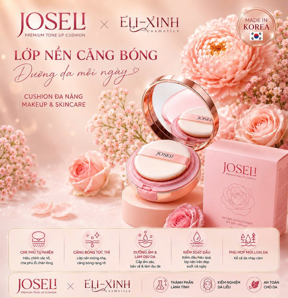 Phấn nước trang điểm JOSELI WHITE PINK CUSHION, 15G/hộp