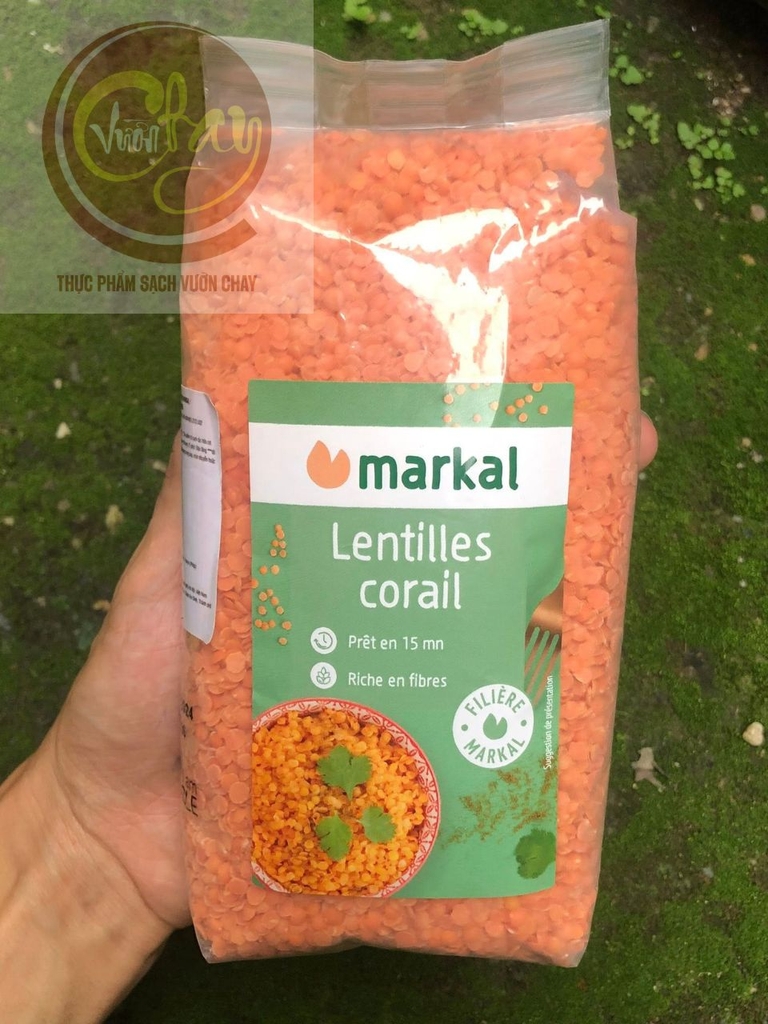 Đậu lăng đỏ cam san hô hữu cơ Markal 500g