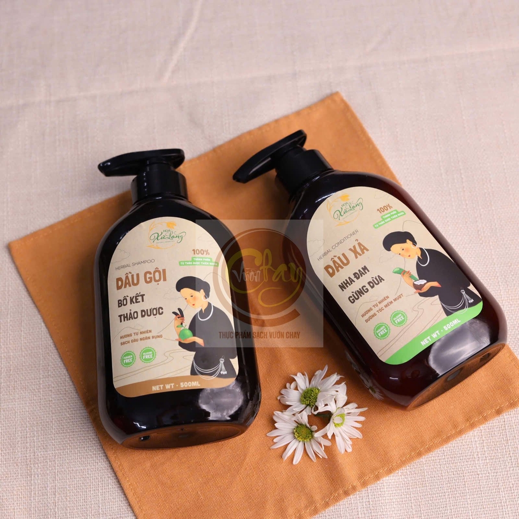 Cặp dầu gội xả thảo mộc Hoa Xứ Lạng 1 lít