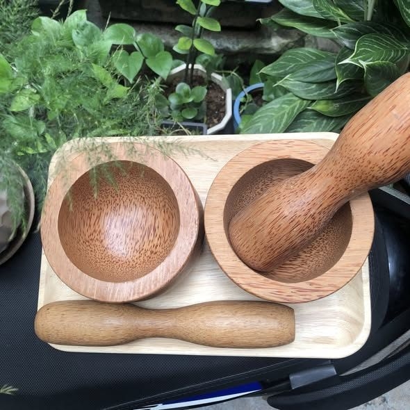 Bộ chày cối gỗ dừa nguyên khối