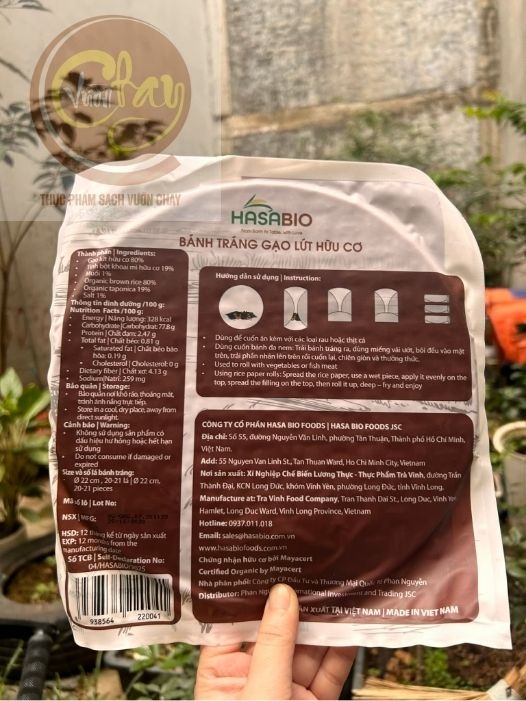 Bánh tráng gạo lứt hữu cơ Hasa Bio 200g