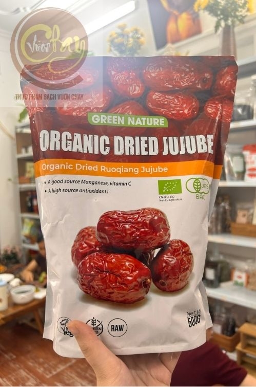 Táo đỏ hữu cơ rouqiang 500GR Organic dried ruoqiang jujube