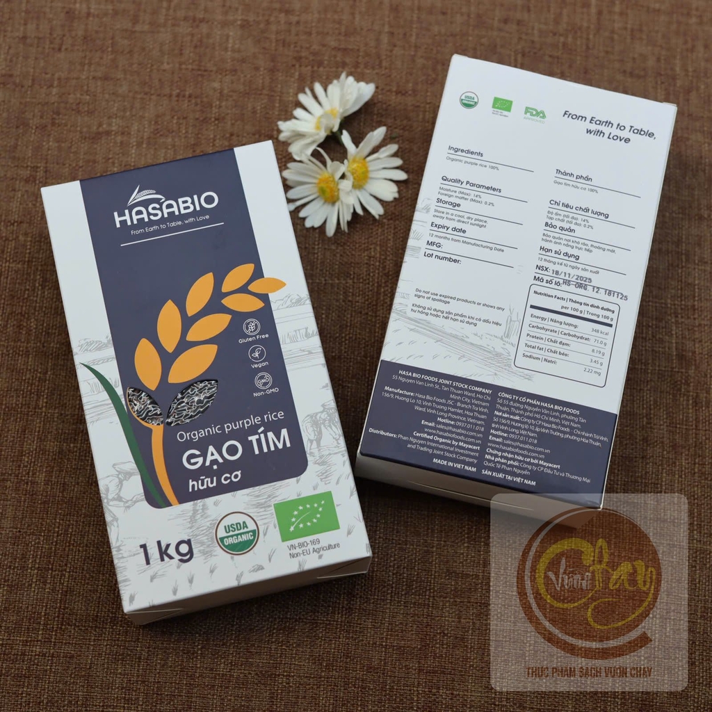 Gạo lứt tím hữu cơ Hasa Bio 1kg