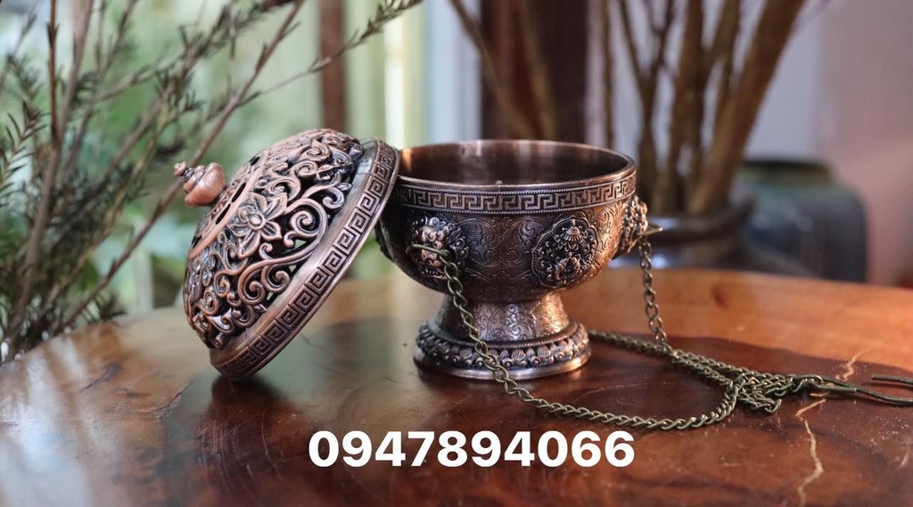 Lư đồng xông trầm 15* 12 cm