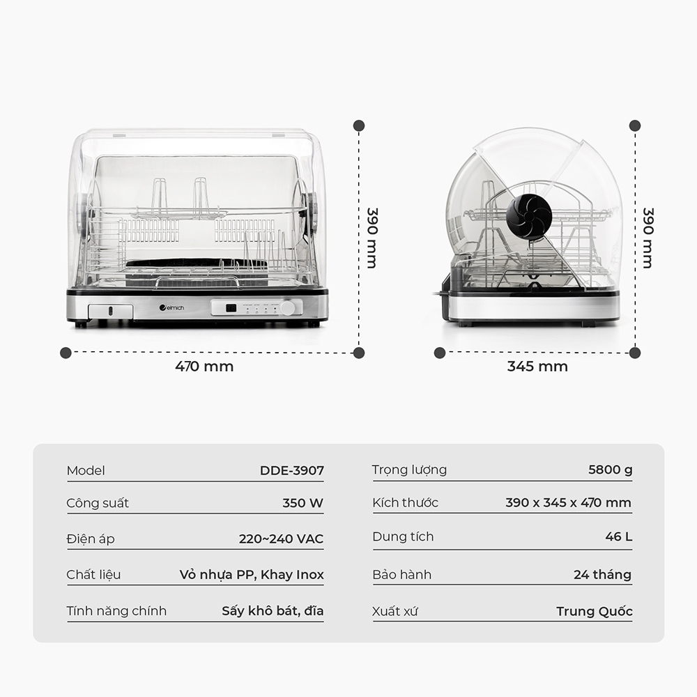 Máy sấy bát Elmich DDE-3907