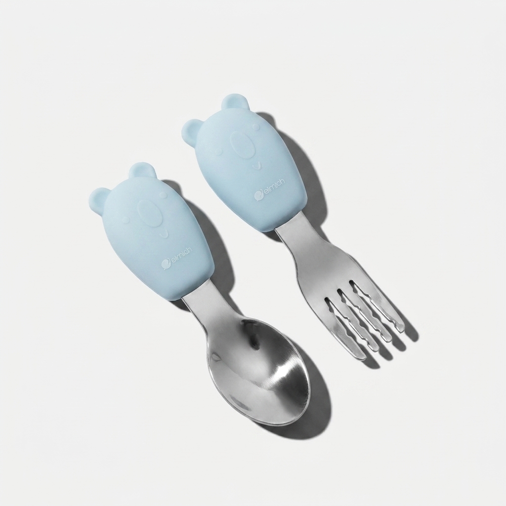 Bộ thìa dĩa cho bé bằng silicon, inox 304 Elmich 0005TD2