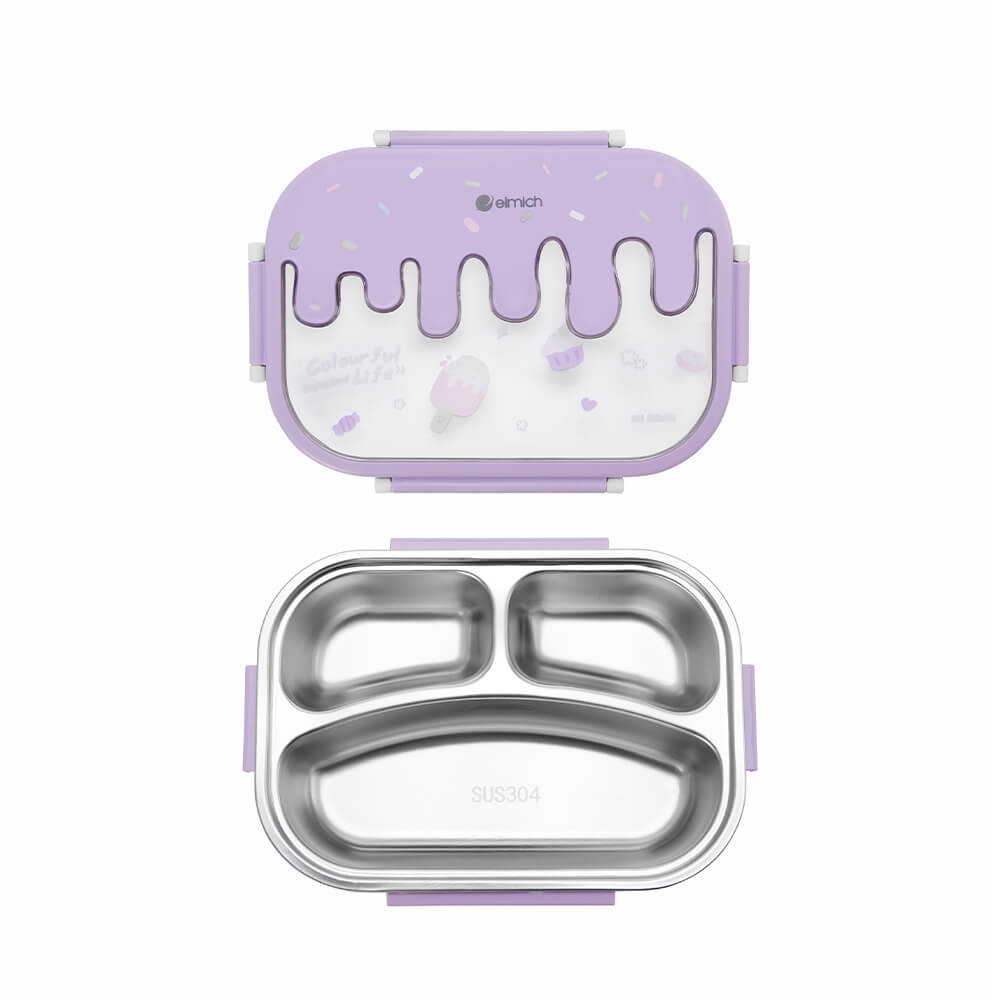 Hộp cơm cho trẻ em 3 ngăn, inox 304, dung tích 600mL Elmich 0009N3