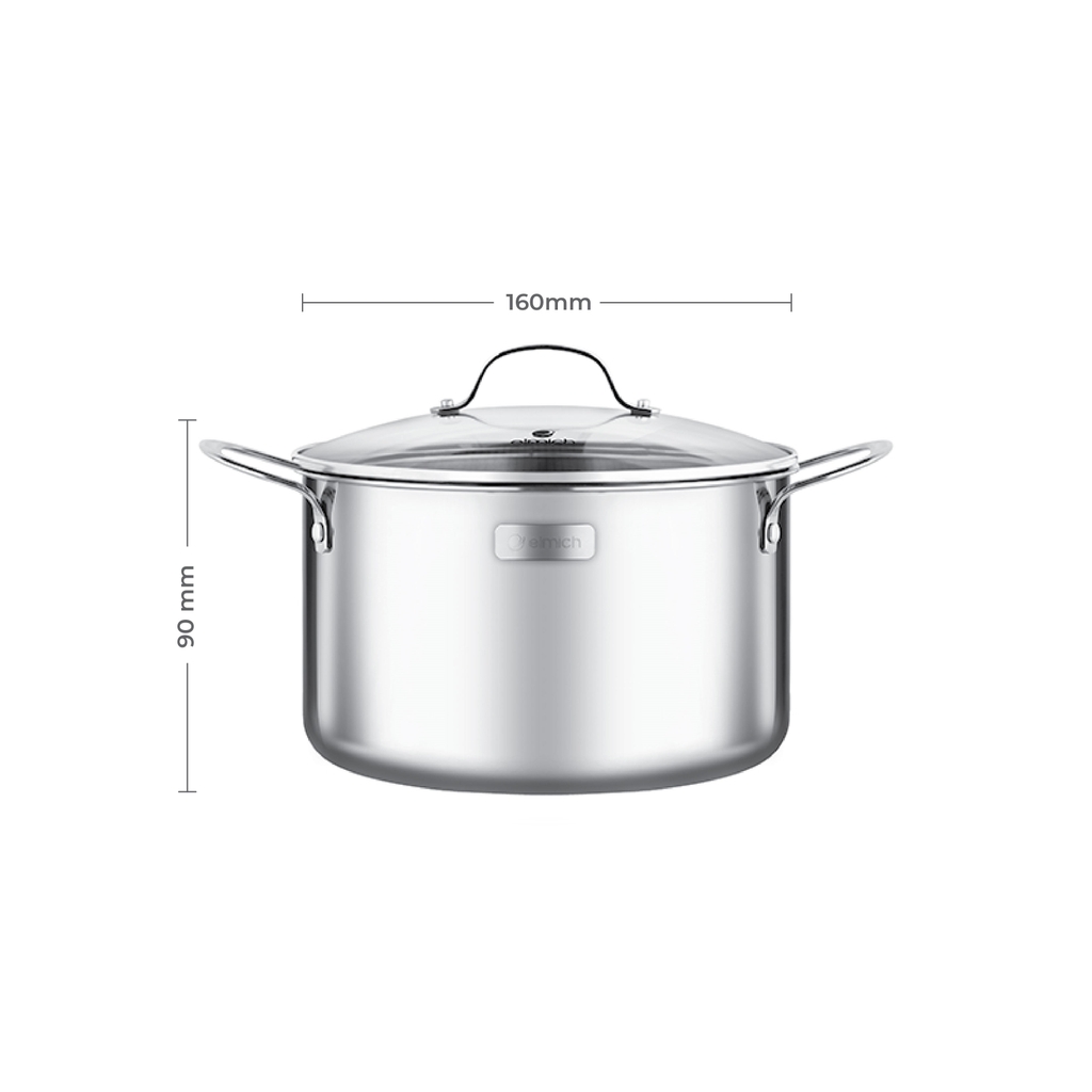 Nồi inox cao cấp 3 lớp đáy liền Trimax EL-3731 size 16cm