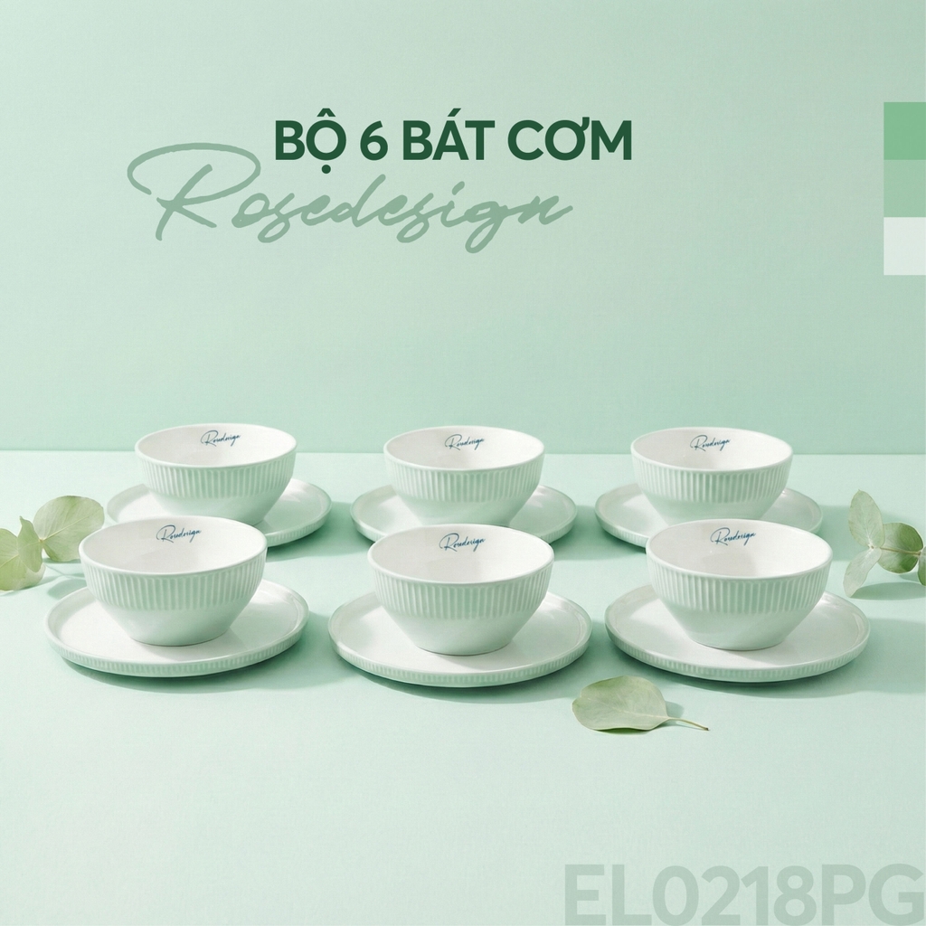 Bộ 6 bát ăn cơm Elmich RoseDesign EL0218PG