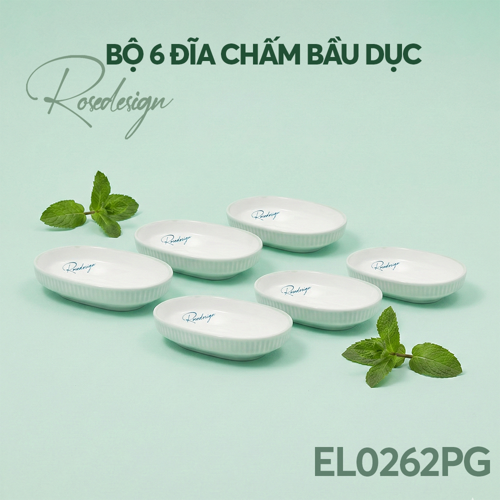 Bộ 6 đĩa chấm bầu dục Elmich RoseDesign EL-0262PG