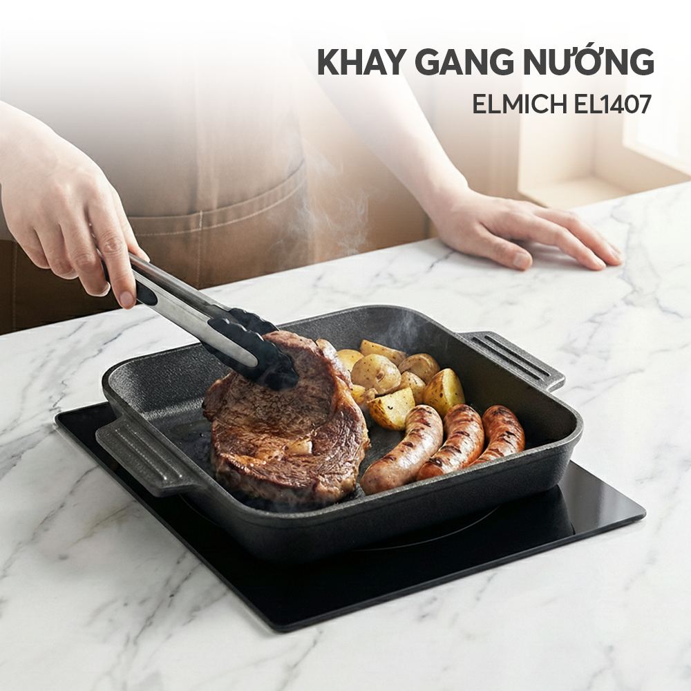 Khay gang nướng vuông chống chính Elmich EL1407 size 24