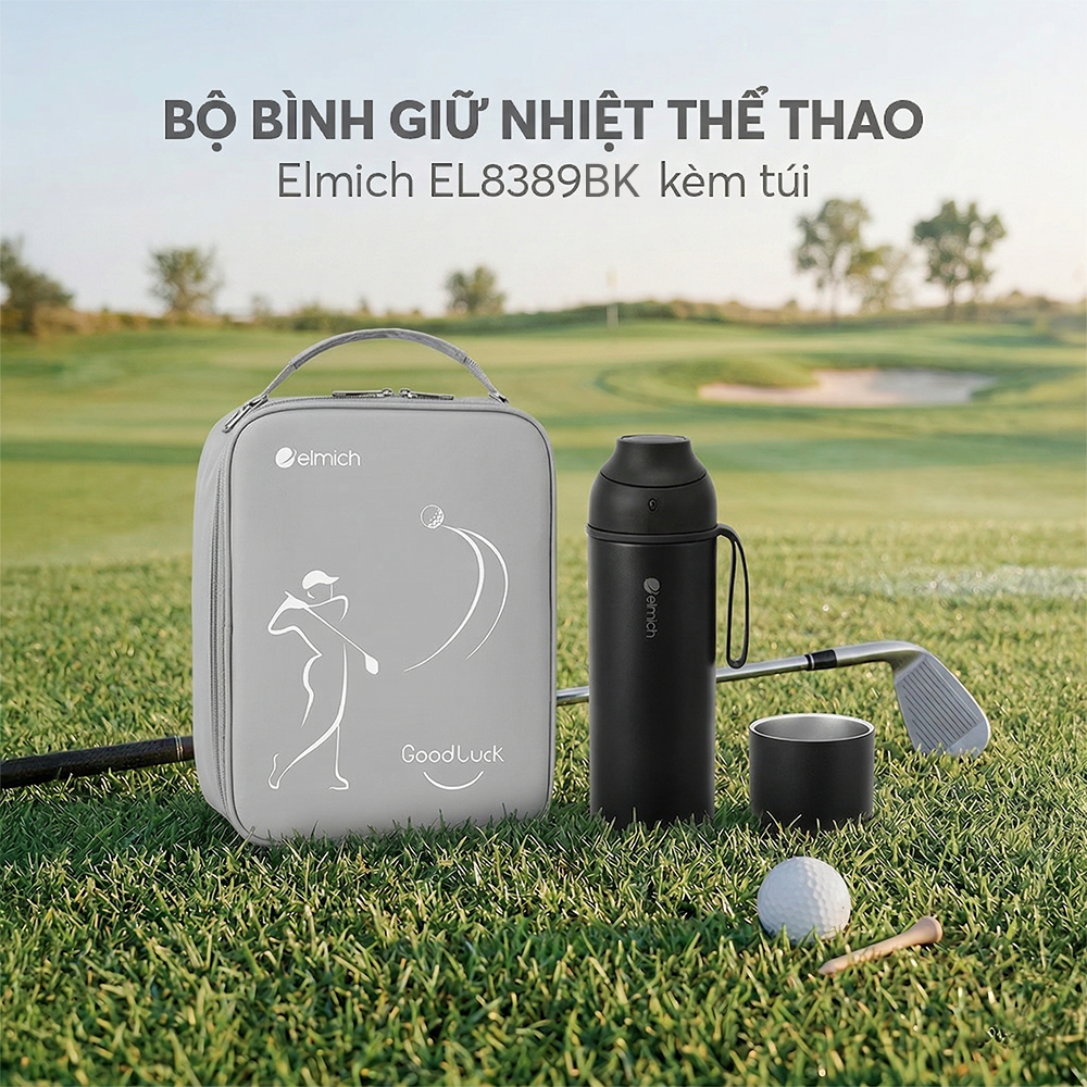 Bộ bình giữ nhiệt thể thao Elmich EL8389BK kèm túi