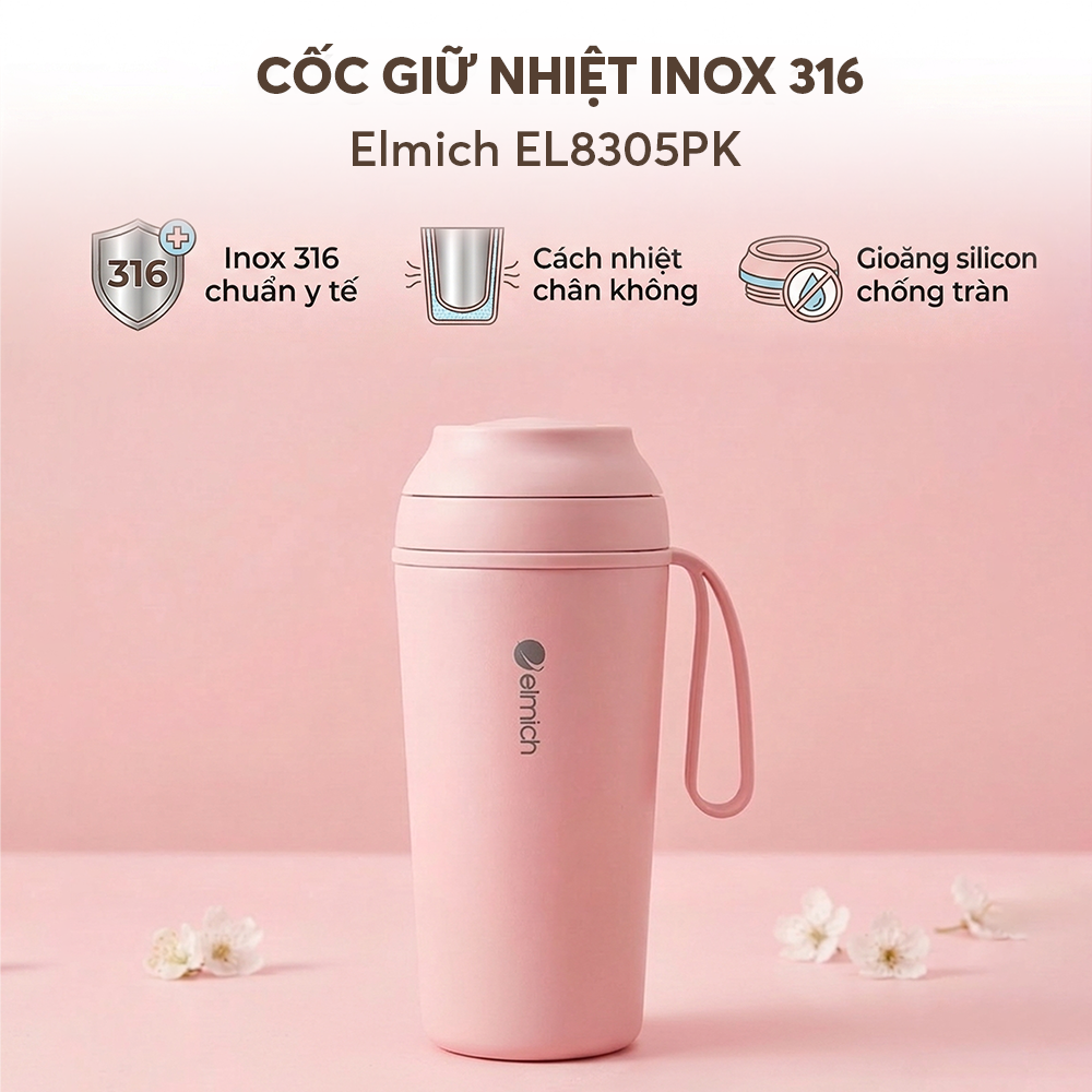Cốc giữ nhiệt inox 316 Elmich EL8305PK dung tích 450ml