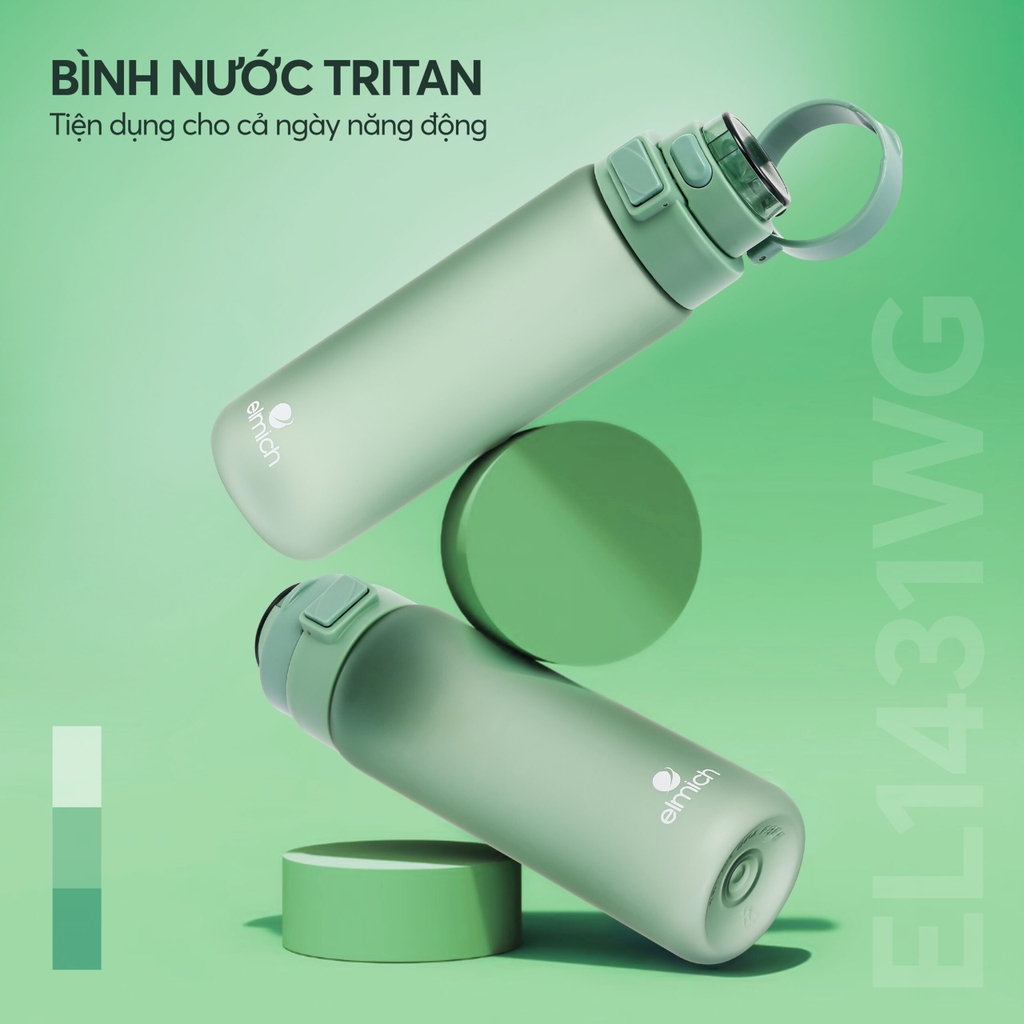 Bình nước Tritan Elmich EL1431 dung tích 880ml