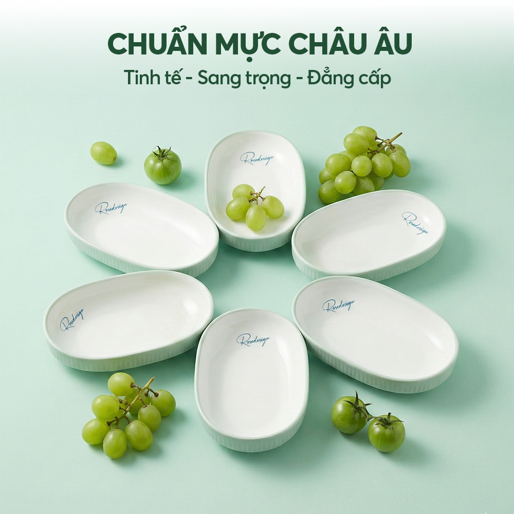 Bộ 6 đĩa bầu dục nhỡ Elmich RoseDesign EL0263PG
