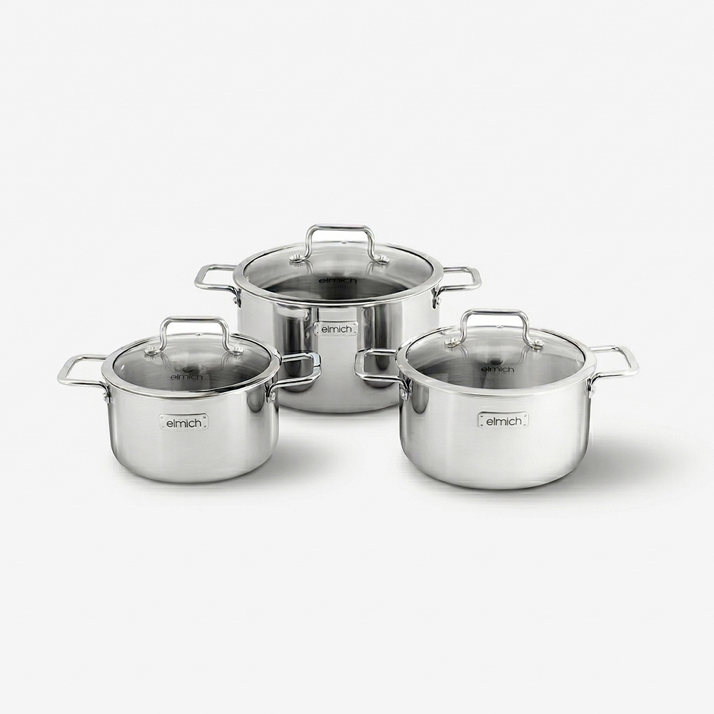 Bộ nồi Inox 3 lớp đáy liền Elmich Trimax classic 2105OL size 16,20,24cm