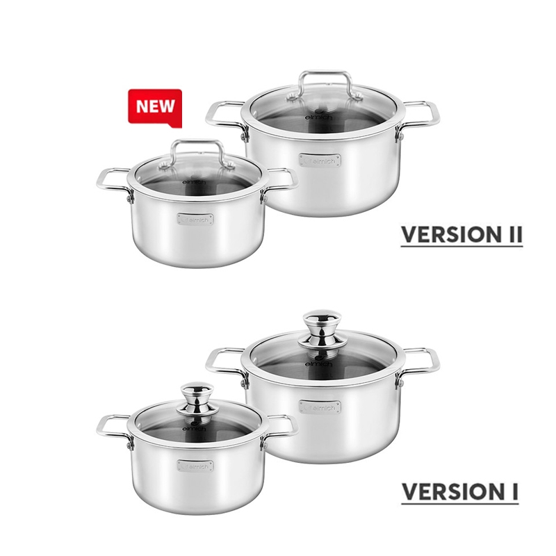 Bộ nồi inox dập nguyên khối Elmich Trimax Classic EL-2108OL Size 18, 20cm