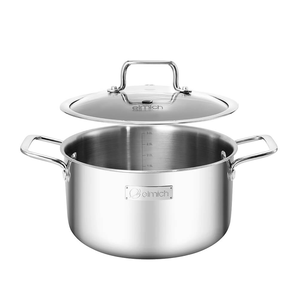 Bộ nồi Inox liền khối Elmich Trimax Classic EL2110OL size 18,20,24, chảo 26cm