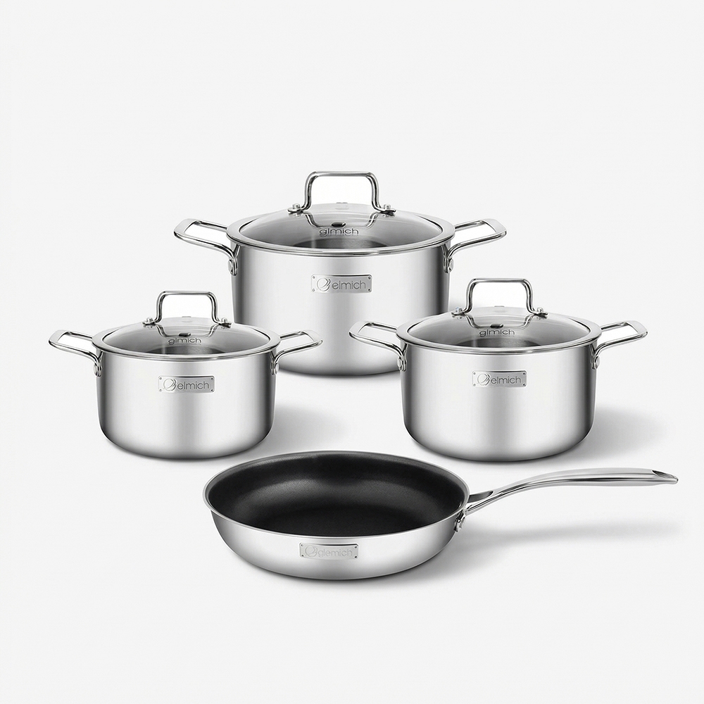 Bộ nồi Inox liền khối Elmich Trimax Classic EL2110OL size 18,20,24, chảo 26cm