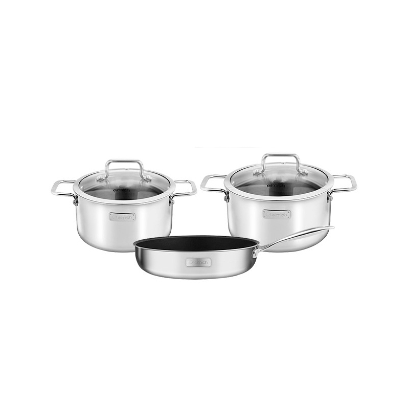Bộ nồi Inox dập nguyên khối Elmich Trimax Classic EL-2113OL size 18,20 chảo 26cm