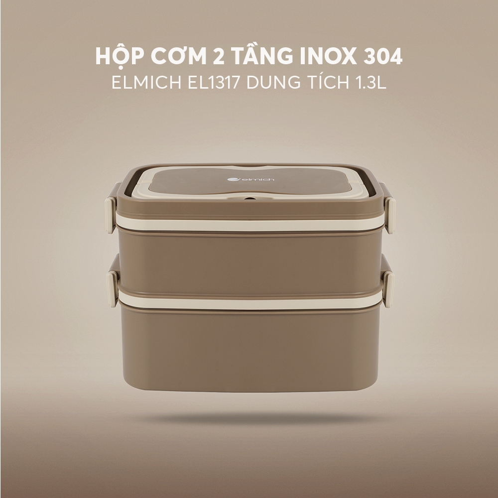 Hộp cơm 2 tầng inox 304 Elmich EL1317 dung tích 1.3L