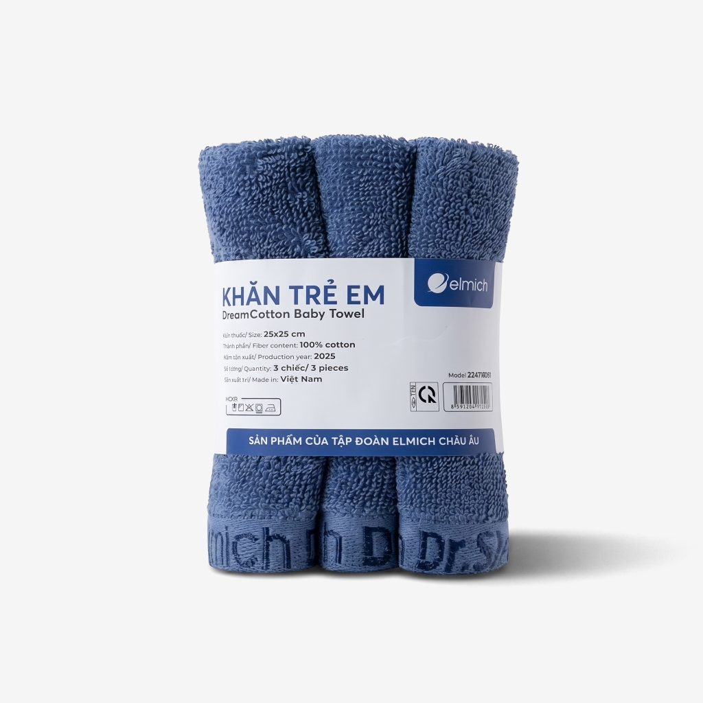 Bộ 3 Khăn Trẻ Em 100% Cotton Cao Cấp Elmich Dr.Sleep